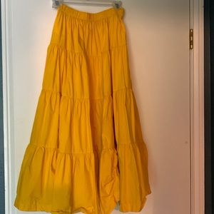 Golden tiered J. Crew midi skirt